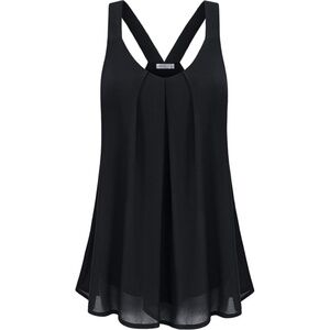 MOQIVGI Womens Dressy Casual Flowy V Neck Double Layer